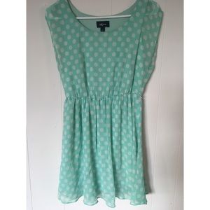Cute polka dot mini turquoise dress